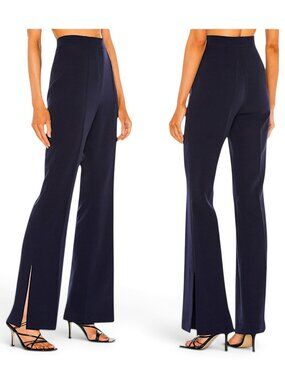 Valentina Shah Italy Navy Blue Cloe Pants Side Seam Slit High Waist New NWOT 6